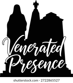 Presença Venerada Templo Raios de Sol Vetor Preto Mão Desenhada Tipografia Logo Emblema Badge Ícone Silhueta Vintage Retro Gráfico Sagrado História Sabedoria Espírito
