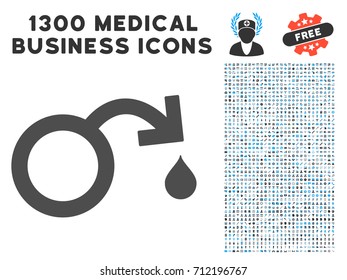 Venereal Disease Impotence gray vector icon with 1300 healthcare business pictographs. Clipart style is flat bicolor light blue and gray pictograms.