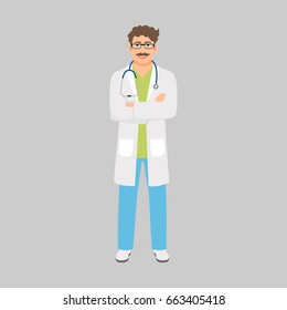 Venereologist medical specialist isolated vector illustration on grey background