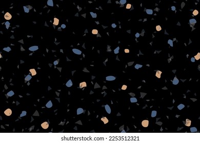 Venetian Abstract Seamless Pattern. Gray Mosaic Floor Background. Vector Rock Granite Texture. Marble Terrazzo Terrazo Design. Terrazzo Stone Marble Material. Glass Concrete Irregular Print. Stone Art