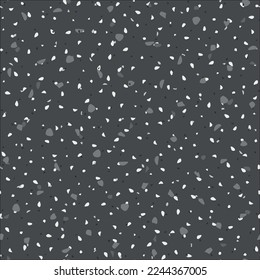 Textura abstracta veneciana. Fondo del piso de mosaico gris. Diseño de granito del vector Terrazzo. Patrón de cuarzo Terrazzo Stone. Patrón de granito gris mármol. Glass Terrazzo Irregular Art. Impresión blanca sin soldadura