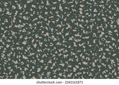 Venetian Abstract Texture. Stone Pavement Irregular Art. Vector Terrazzo Italian Design. Marble Rock Italian Pattern. Green Seamless Print Gray Mosaic Floor Background. Terrazzo Color Quartz Texture.