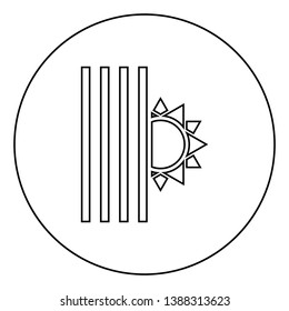 Venetian blind and sun Jalousie close sun Jalousie shutdown light Louver concept Shutter symbols icon in circle round outline black