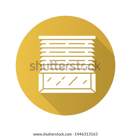 Venetian blinds flat design long shadow glyph icon. House and office window jalousie. Kitchen, living room shutters. Home interior design. Darkening window treatments. Vector silhouette illustration