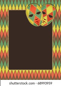 Venetian carnival background - Masquerade masks and beads in a masquerade party theme