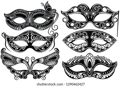 Venetian carnival face masks collection for party 