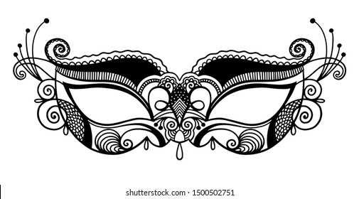 Masquerade Mask Pearl Pendants Isolated Silhouette Stock Vector ...