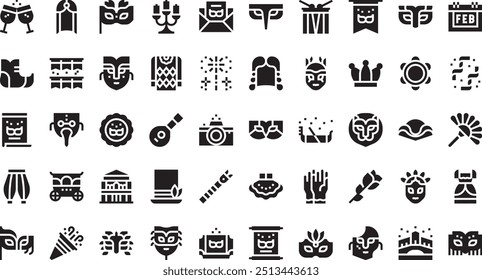 Venetian carnival icons High-Quality Vector Icons Collection with Editable Stroke. Ideal for Professional and Creative Projects.