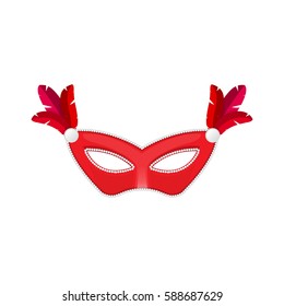 Venetian carnival mask hand painted isolated on white background. Decoration element costume for the masquerade, parties and various celebrations. Vector Illustration for your projects.
