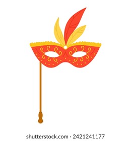 Venetian carnival mask. Italian masquerade, colorful costumation cartoon vector illustration