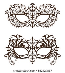 Venetian carnival mask with ornament pattern on white background