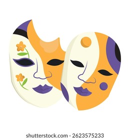 Venetian carnival masks pair. Vector illustration