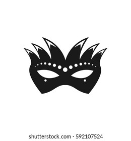 Venetian icon symbol carnival mask isolated on white background. Decoration element costume for the masquerade, parties and various celebrations. Vector Illustration for your projects.
