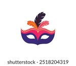 venetian mask for italian Carnevale, decorated with colorful feathers