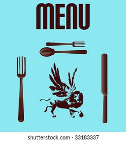 Venetian Menu Vector Template with a Lion Of Saint Mark
