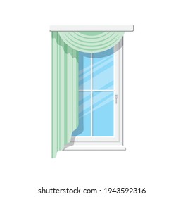 Venetian or roman curtains isolated draperies on window. Vector home or office interior element, window treatments design. Sash with valances vertical blinds or shades, realistic drapery