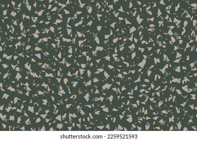 Patrón veneciano sin foco. Diseño cerámico sin Paredes De Arte Irregular En El Suelo. Green Terrazzo Print Terrazzo Green Trendy Material. Fondo de cristal de mosaico gris. Textura de Granito de Roca de Mármol.
