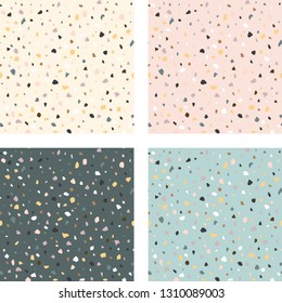 Venetian style terrazzo tile flooring. Set of four seamless vector patterns