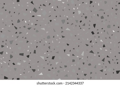Venetian Terrazzo Abstract Pattern. Gray Mosaic Glass Background. Floor Seamless Irregular Print. Marble Seamless Organic Design. Terrazzo Floor Marble Pattern. Stone Art Vector Wall Granite Texture