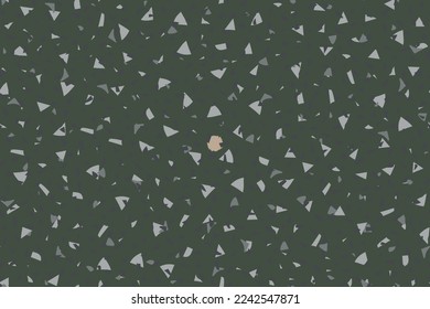 venezianisches Terrazzo-Muster. Mosaik Seamless Terazzo Design. Glasabstrakte Print Terrazzo Green Quarz Material. grauer Marmor, grüner Hintergrund. Stone Interior Irreguläre Kunst. Vector Wall Italienische Textur.