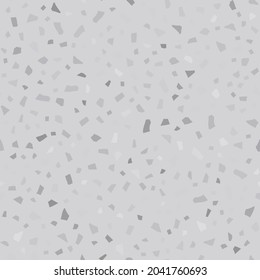 Patrón incomparable de Terrazzo veneciano. Fondo del Vector Gris. Textura de moda de vidrio Terrazzo. Textura de granito casero de mármol. Diseño Clásico de Resumen Mosaico. Resumen De Vidrio Impresión Irregular. Arte de piedra