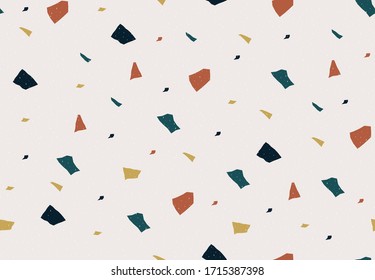 El terrazo veneciano es un patrón sin fisuras. Formas de piedra de fondo de textura de granito de mármol. Fondo abstracto vectorial, ilustración de mosaico caótico para decoración interior de diseño textil y de tejas