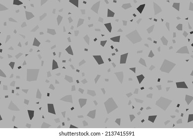 Patrón incomparable de Terrazzo veneciano. Textura italiana de la Roca de Mármol. Mármol del suelo de Terrazzo. Fondo del Vector Gris. Acondicionamiento de vidrio Impresión irregular. Resumen Mosaico Diseño Terazzo. Arte de piedra