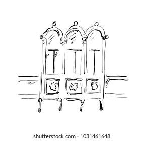 Venetian window hand drawn sketch, for Venice architecture elements and travel business  design 