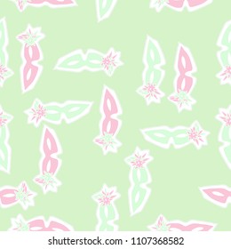  Venetians mask, dashed lines, tags  seamless pattern  . Hand drawn.