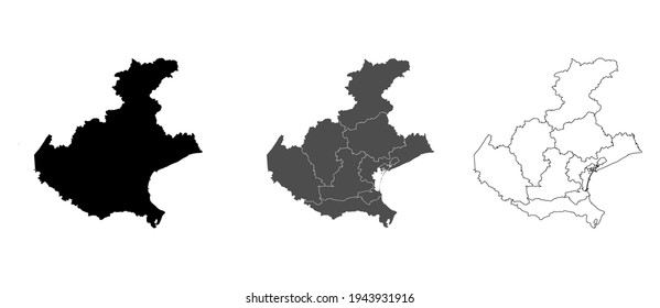 Veneto Italy Map Blank Vector Black Silhouette and Outline