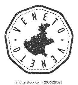 Veneto, Italy Map Stamp Retro Postmark. Silhouette Postal Passport. Seal Round Vector Icon. Badge Vintage Postage Design.