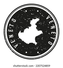 Veneto, Italy Silhouette Postal Passport. Stamp Round Vector Icon Map. Design Travel Postmark. 