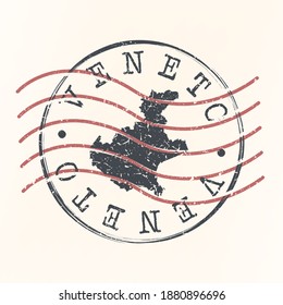 Veneto, Italy Stamp Postal. Map Silhouette Seal. Passport Round Design. Vector Icon. Design Retro Travel.