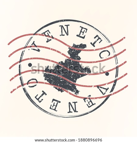 Veneto, Italy Stamp Postal. Map Silhouette Seal. Passport Round Design. Vector Icon. Design Retro Travel.