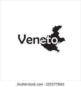 Veneto map and black lettering design on white background