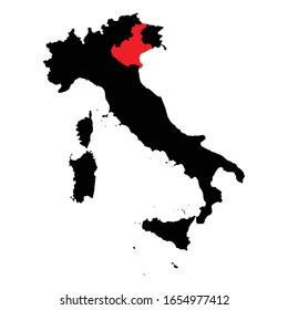 Veneto Province highlighted on Italy map Vector EPS 10