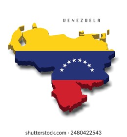 Mapa de la bandera de Venezuela 3d sobre fondo blanco