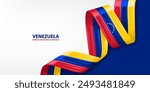 Venezuela 3D ribbon flag. Bent waving 3D flag in colors of the Venezuela national flag. National flag background design.