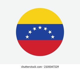 Venezuela 7 Stars Round Flag. Venezuelan Seven Stars Circle Flag. Venezuela National Country Circular Shape Button Banner. EPS Vector Illustration Cut File. svg