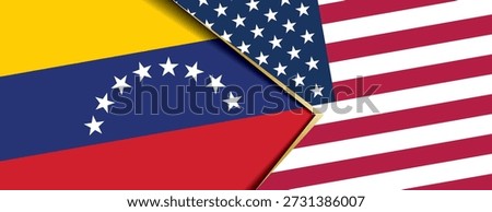 venezuela and american flags combined in creative horizontal split for global news and political partnership