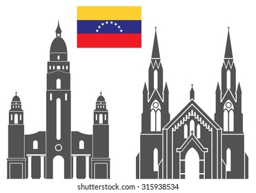 Venezuela. Architecture. Abstract buildings on white background