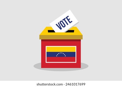 Venezuela Ballot Box Flat and minimalist vector illustration concept. Vote Conceptual Art. Elections.	