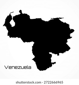 Venezuela mapa preto isolado no fundo branco. Ilustração vetorial