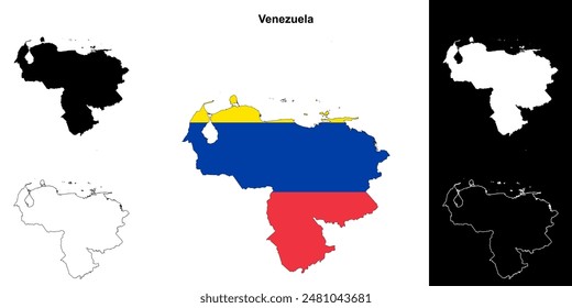 Venezuela blank outline map set