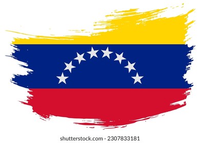 Venezuela brush stroke flag vector background. Hand drawn grunge style Venezuelan painted isolated banner.