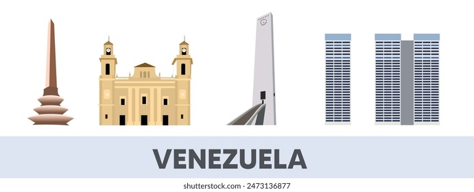 Venezuela Gebäude und Wahrzeichen Vektorillustration auf Weiß isoliert