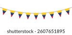 venezuela bunting garland, triangular flag banner in venezuelan flag colors, panoramic vector decorative element