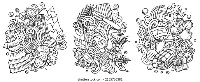 Venezuela Cartoon Vector Doodle Designs Set Stock Vector (Royalty Free ...