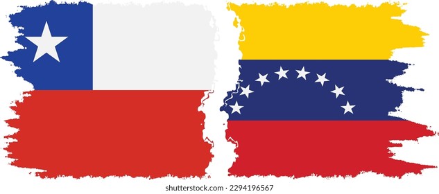 Venezuela and Chile grunge flags connection, vector