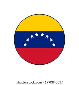 Venezuela Circle Flag Vector Icon Button for South American Concepts. 